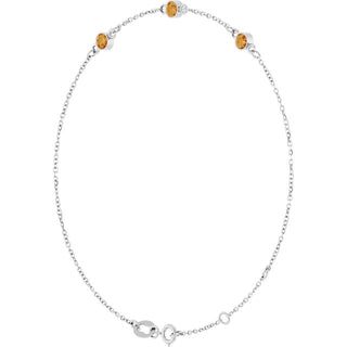 14K White Natural Citrine Bezel-Set Three-Stone 6 1/2-7 1/2" Bracelet