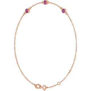 14K Rose Natural Pink Tourmaline Bezel-Set Three-Stone 6 1/2-7 1/2" Bracelet