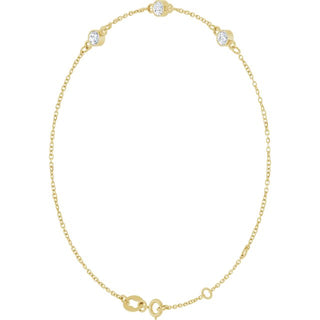 14K Yellow Natural White Sapphire Bezel-Set Three-Stone 6 1/2-7 1/2" Bracelet