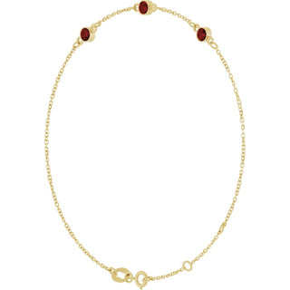 14K Yellow Natural Mozambique Garnet Bezel-Set Three-Stone 6 1/2-7 1/2" Bracelet