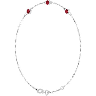 Sterling Silver Natural Ruby 6 1/2-7 1/2" Bracelet