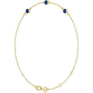 14K Yellow Lab-Grown Blue Sapphire Bezel-Set Three-Stone 6 1/2-7 1/2" Bracelet