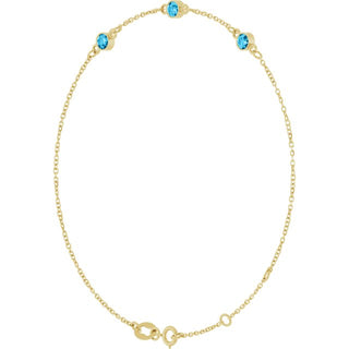 14K Yellow Natural Aquamarine Bezel-Set Three-Stone 6 1/2-7 1/2" Bracelet