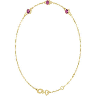 14K Yellow Natural Pink Tourmaline Bezel-Set Three-Stone 6 1/2-7 1/2" Bracelet