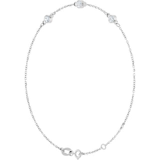 14K White Natural White Sapphire Bezel-Set Three-Stone 6 1/2-7 1/2" Bracelet