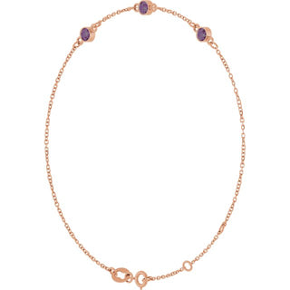 14K Rose Lab-Grown Alexandrite Bezel-Set Three-Stone 6 1/2-7 1/2" Bracelet