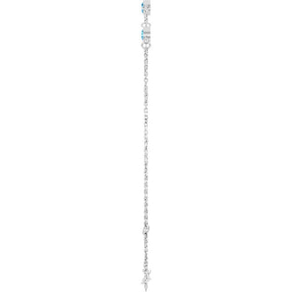14K White Natural Blue Zircon Bezel-Set Three-Stone 6 1/2-7 1/2" Bracelet