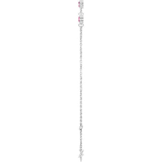 14K White Natural Pink Tourmaline Bezel-Set Three-Stone 6 1/2-7 1/2" Bracelet