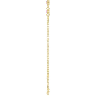 14K Yellow Natural Pink Tourmaline Bezel-Set Three-Stone 6 1/2-7 1/2" Bracelet