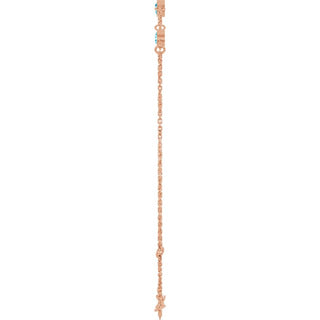 14K Rose Natural Aquamarine Bezel-Set Three-Stone 6 1/2-7 1/2" Bracelet