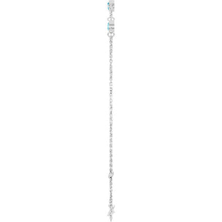 14K White Natural Aquamarine Bezel-Set Three-Stone 6 1/2-7 1/2" Bracelet