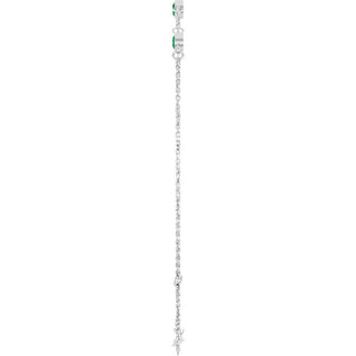 14K White Natural Emerald Bezel-Set Three-Stone 6 1/2-7 1/2" Bracelet