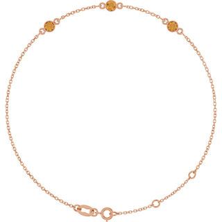14K Rose Natural Citrine Bezel-Set Three-Stone 6 1/2-7 1/2" Bracelet