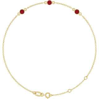 14K Yellow Natural Ruby Bezel-Set Three-Stone 6 1/2-7 1/2" Bracelet