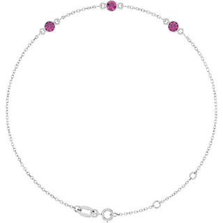 Sterling Silver Natural Pink Tourmaline 6 1/2-7 1/2" Bracelet