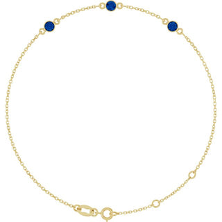 14K Yellow Natural Blue Sapphire Bezel-Set Three-Stone 6 1/2-7 1/2" Bracelet