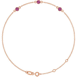 14K Rose Natural Pink Tourmaline Bezel-Set Three-Stone 6 1/2-7 1/2" Bracelet