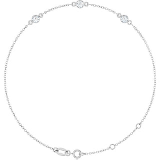 14K White 1/4 CTW Natural Diamond Bezel-Set Three-Stone 6 1/2-7 1/2" Bracelet