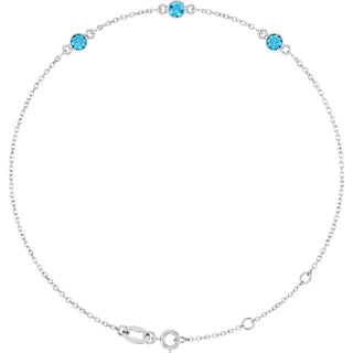 Sterling Silver Natural Aquamarine 6 1/2-7 1/2" Bracelet