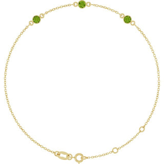 14K Yellow Natural Peridot Bezel-Set Three-Stone 6 1/2-7 1/2" Bracelet