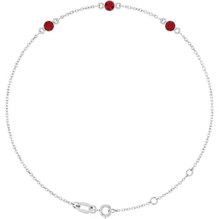 Sterling Silver Natural Ruby 6 1/2-7 1/2" Bracelet