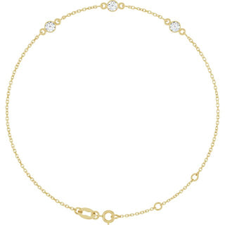14K Yellow 1/3 CTW Lab-Grown Diamond Bezel-Set Three-Stone 6 1/2-7 1/2" Bracelet