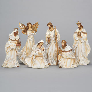12-Inch 6-Piece St Nativity Cream Gown With Gold Rope Trim