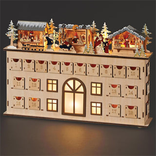 11.5-Inch Lighted 3 Cabin Scene Countdown Laserwood