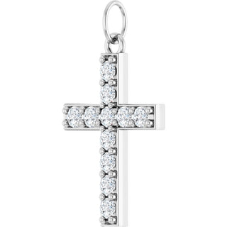 14K White 1/3 CTW Lab-Grown Diamond Cross Pendant 