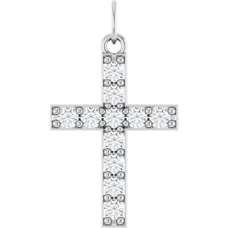 14K White 1/3 CTW Lab-Grown Diamond Cross Pendant 