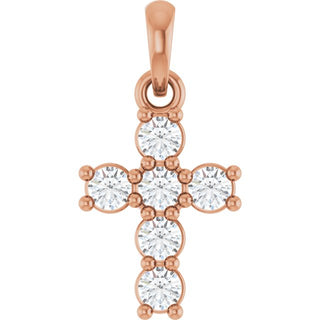 14K Rose 1/4 CTW Natural Diamond Cross Pendant