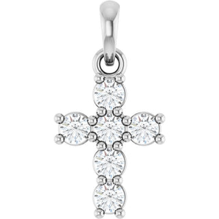 Sterling Silver 1/4 CTW Natural Diamond Cross Pendant