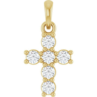 14K Yellow 1/4 CTW Natural Diamond Cross Pendant