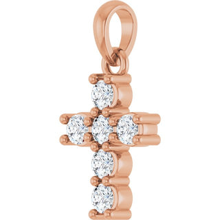 14K Rose 1/4 CTW Lab-Grown Diamond Cross Pendant