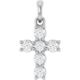 14K White 1/3 CTW Lab-Grown Diamond Cross Pendant