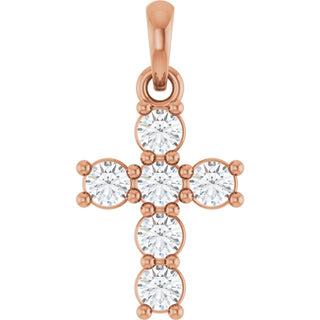 14K Rose 1/3 CTW Natural Diamond Cross Pendant