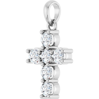 14K White 1/2 CTW Natural Diamond Cross Pendant