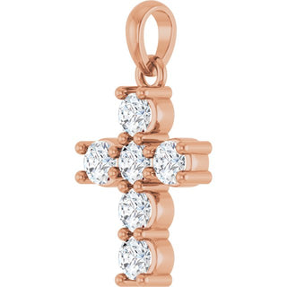 14K Rose 1/2 CTW Lab-Grown Diamond Cross Pendant