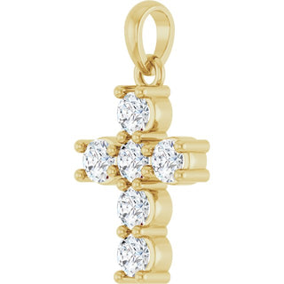 14K Yellow 1/2 CTW Natural Diamond Cross Pendant