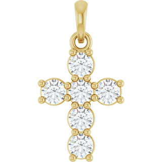 14K Yellow 1/2 CTW Lab-Grown Diamond Cross Pendant