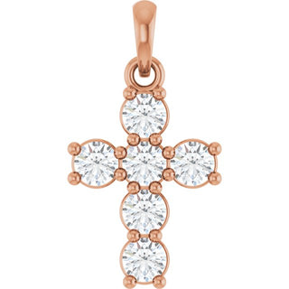 14K Rose 1/2 CTW Natural Diamond Cross Pendant