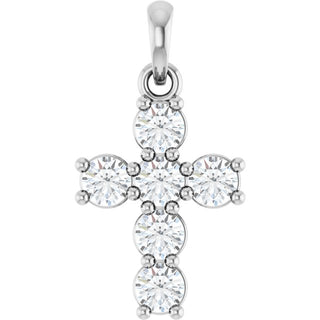 Sterling Silver 1/2 CTW Natural Diamond Cross Pendant