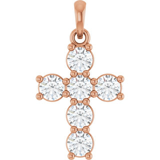 14K Rose 3/4 CTW Natural Diamond Cross Pendant