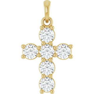 14K Yellow 3/4 CTW Natural Diamond Cross Pendant