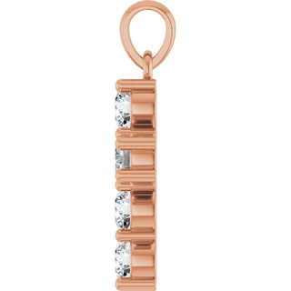 14K Rose 3/4 CTW Lab-Grown Diamond Cross Pendant