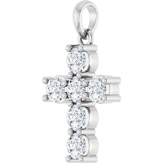 Sterling Silver 3/4 CTW Natural Diamond Cross Pendant