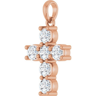 14K Rose 3/4 CTW Lab-Grown Diamond Cross Pendant