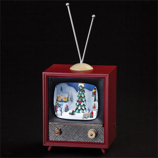 5.75-Inch Lighted Musical Red Tv Rotating Sled - Tree In Center
