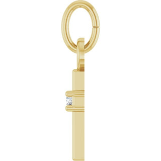 14K Yellow .005 CT Natural Diamond Cross Pendant