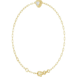 14K Yellow 1/5 CT Natural Diamond Heart 6 1/2-7 1/2" Bracelet